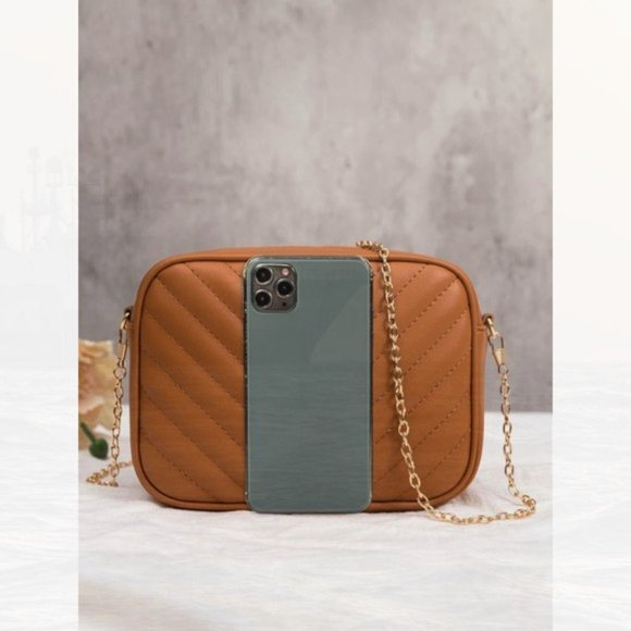 New Chain Crossbody Bag Brown 227 - Picture 3 of 3